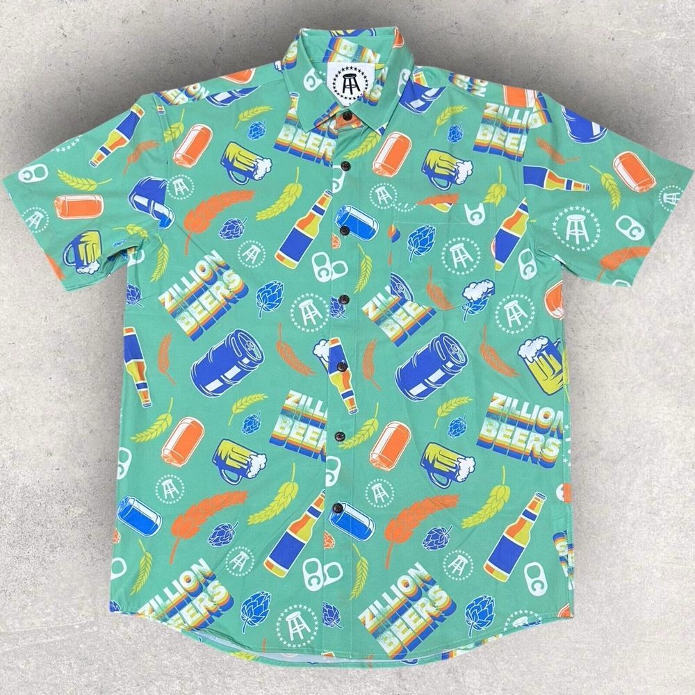 Barstool Sports x Zillion Beers Hawaiian Tropical Bros Button Up Shirt Small‎